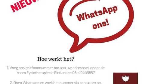 Nieuw! Whatsapp ons!